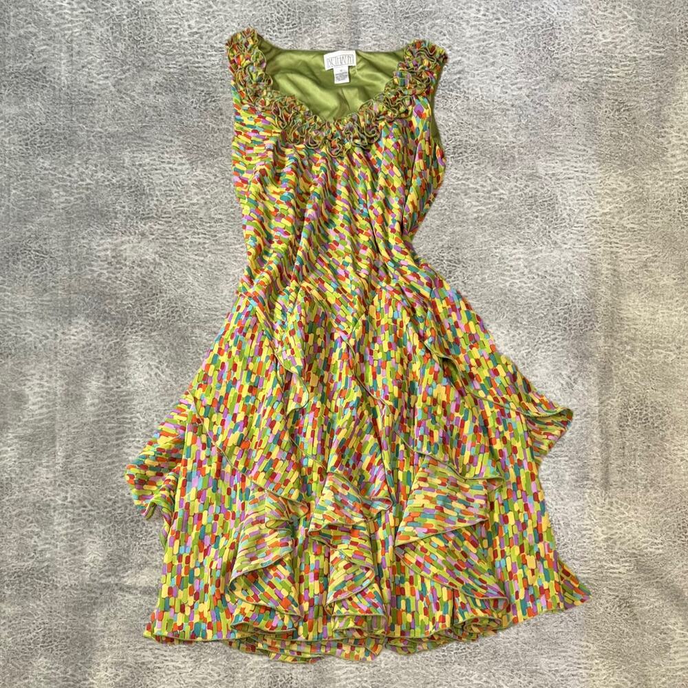 Vintage Colorful Ruffle Sleeveless Midi Dress